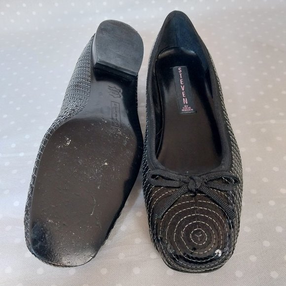 Steven by Steve Madden Black Sequin Ballet Flat with Bow Detail on Toe - Picture 8 of 10